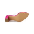thumbnail image 3 of BLISSFUL STEP Women's Clear Point Toe High Block Heel Mules Slides Sandals Hot Pink 6, 3 of 8