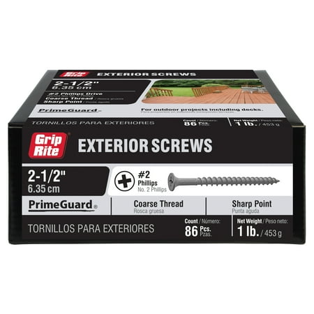 Grip-Rite Primeguard Ten #8 x 2-1/2 in. Wood to Wood Deck Screw 1 lb.