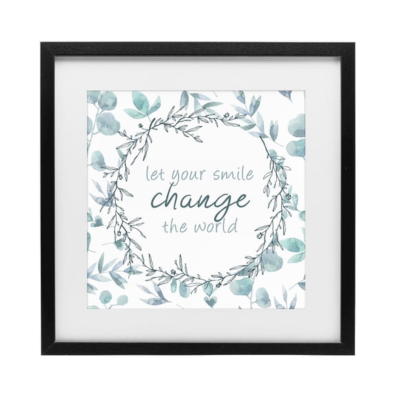 Stupell Industries Smile Change The World Black Framed Print Under Glass, design by Kim Allen