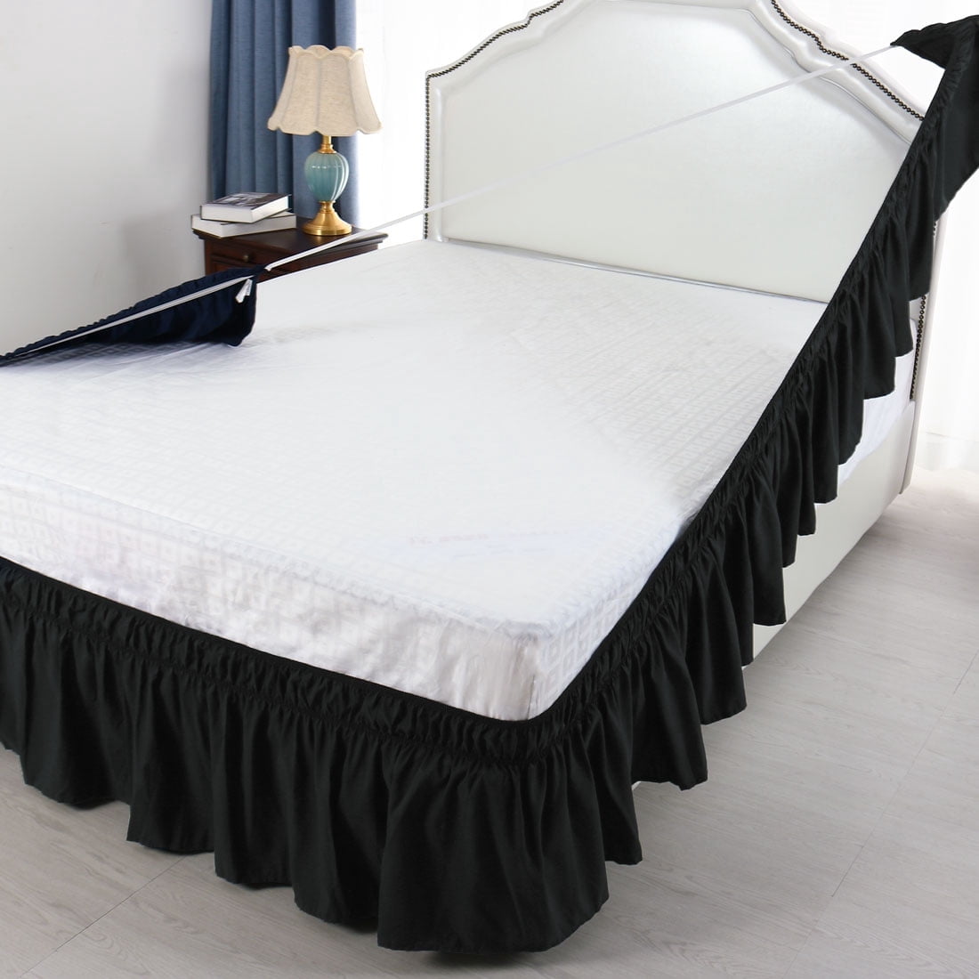 suxuMhao Bed Skirts - 15in Drop Dust Ruffle, Fits King Bed 78*80in, King Bed Skirts,Soft polyester Bed Skirt, Easy Install Bed Skirt for Bedroom, 1 Piece Black bed skirt for Home
