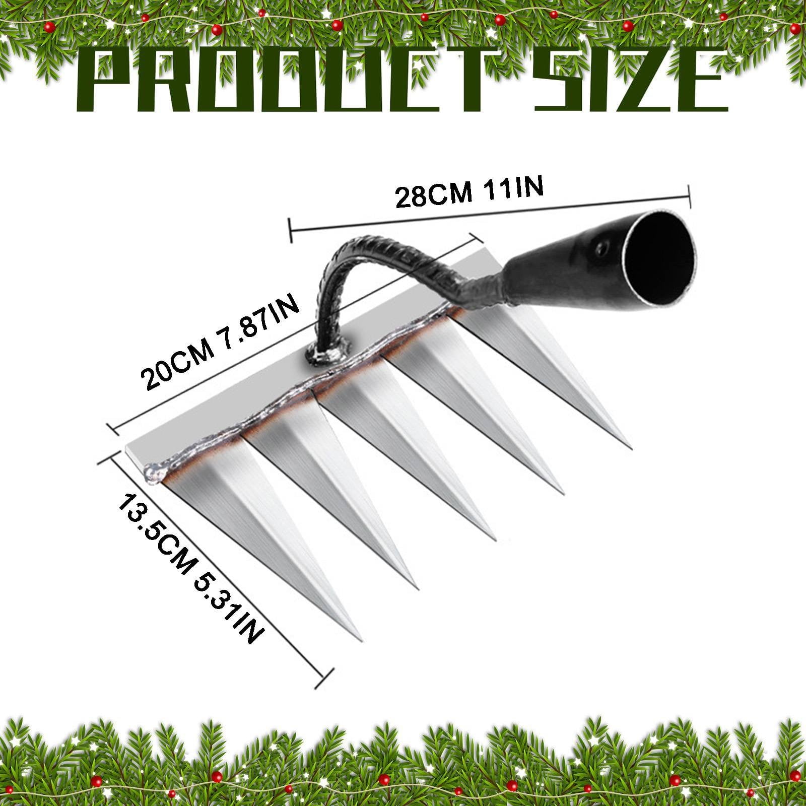 AUDeals Heavy Duty Iron Rake for Gardening and Weeding, Dethatching Lawn Tool for Backyard Soil Loosening, Available in Four Size Options for Yard Work