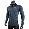 thumbnail image 1 of T-Shirt de Sport pour Hommes Manches Longues Course Gym Vêtements Entraînement Physique Compression Chemise Zip Pull Randonnée Maillot Dermoprotecteur w42 L Bleu Foncé, 1 of 5