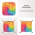 thumbnail image 4 of Multi-Size Leather Tray Four Corners Four Button Design Anti-Scratch Waterproof Convenient Cleaning Convenient Storage Mediumvioletred Tie Dye Background Rainbow Colors_2 Small, 4 of 8