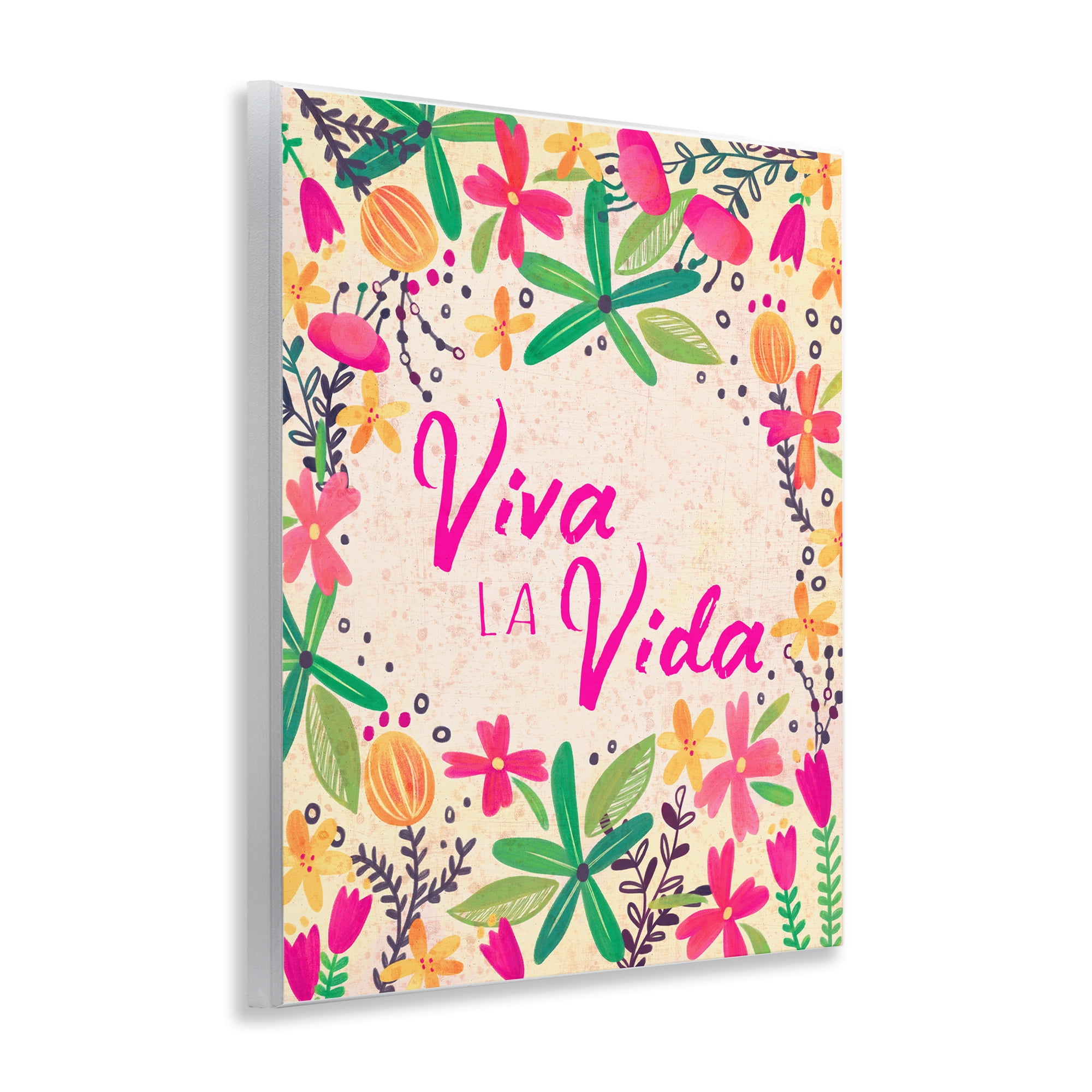 Stupell Industries Viva la Vida Flores Tropicales Inspirational Quotes & Sayings Painting Unframed Art Print Wall Art, 11 x 14