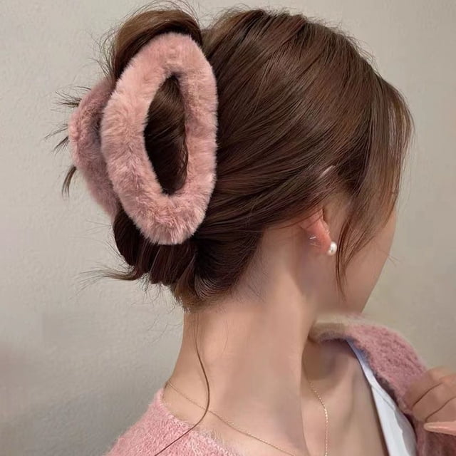 Pinza de pelo grande de felpa para mujer, para otoño e invierno, con lazo, con forma de tiburón, para tocado