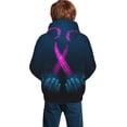 thumbnail image 6 of Kll Unisex Kids Boys Girls Hooded Pocket Pullover Hoodies-Two Human Hands Are Holds Pink Ribbon Awareness, 6 of 9