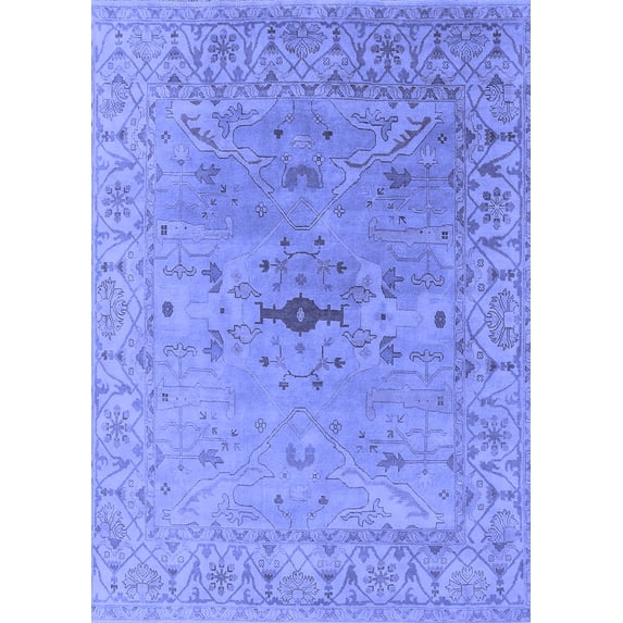 Ahgly Company Machine Washable Indoor Rectangle Oriental Blue Industrial Area Rugs, 2' x 3'