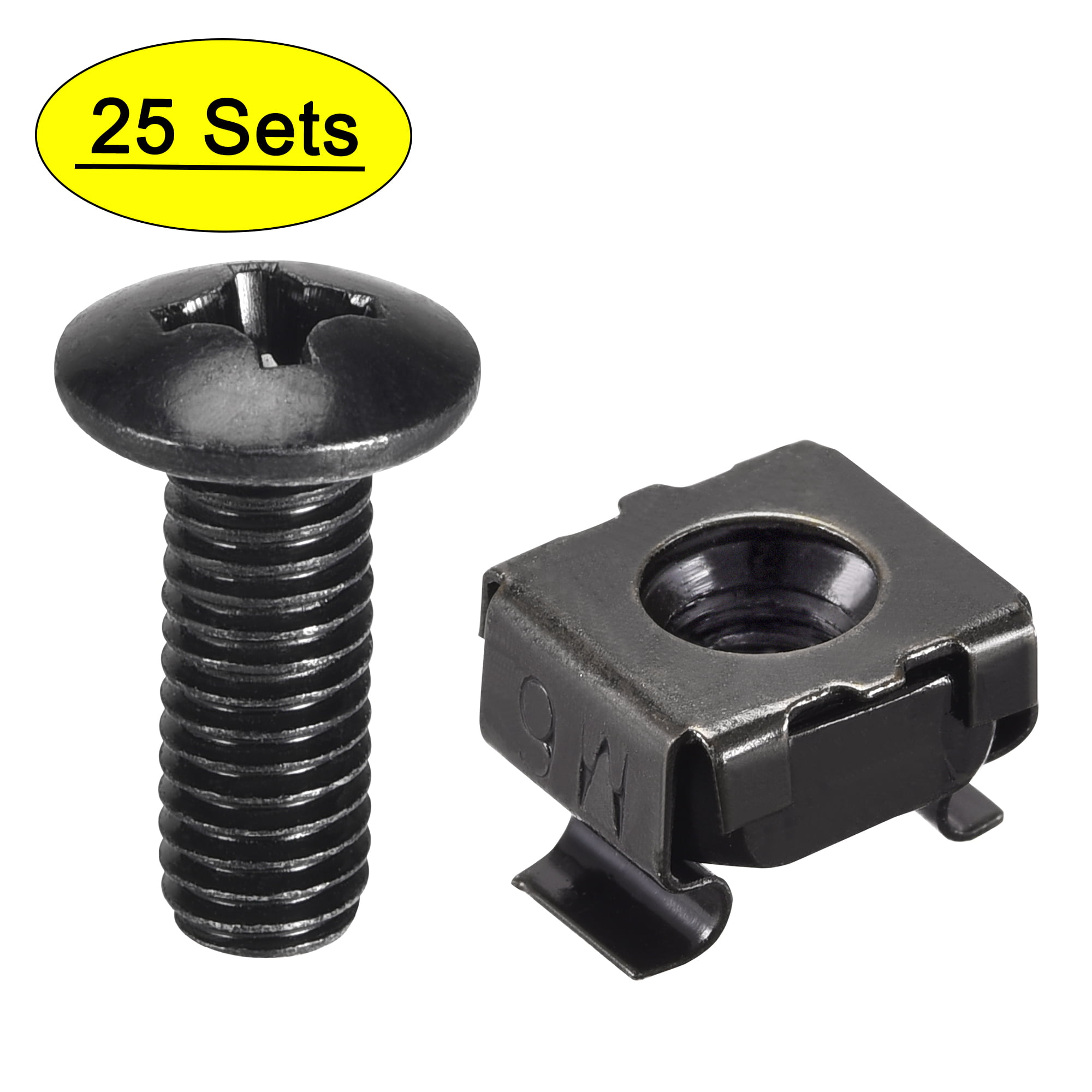 M6 Cage nut Screws and Washer for Server Rack Shelf Cabinet,Server Rack Network and Data Cabinets Mount Fixing Screws 50 Pack M6X10MM