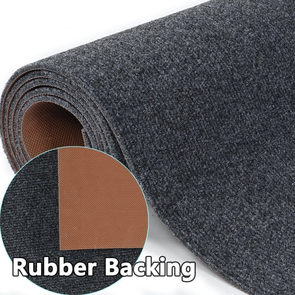 OVYEOFR 3ft x 10ft Commercial Rug, Non-Slip Runner Rug with Rubber Backing, Indoor Outdoor Utility Rug for Entrance, Kitchen, Corridor, Grey