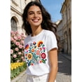 thumbnail image 2 of Mexican Color Floral Fiesta Letter Print T-shirt, Casual Short Sleeve Crew Neck Top Women's Clothing, 2 of 18