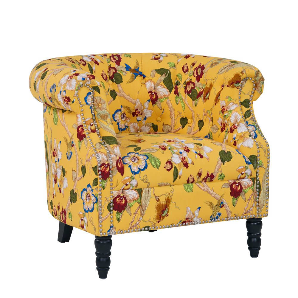 Homesvale Conroy Chair in Yellow Multi Floral with Birds