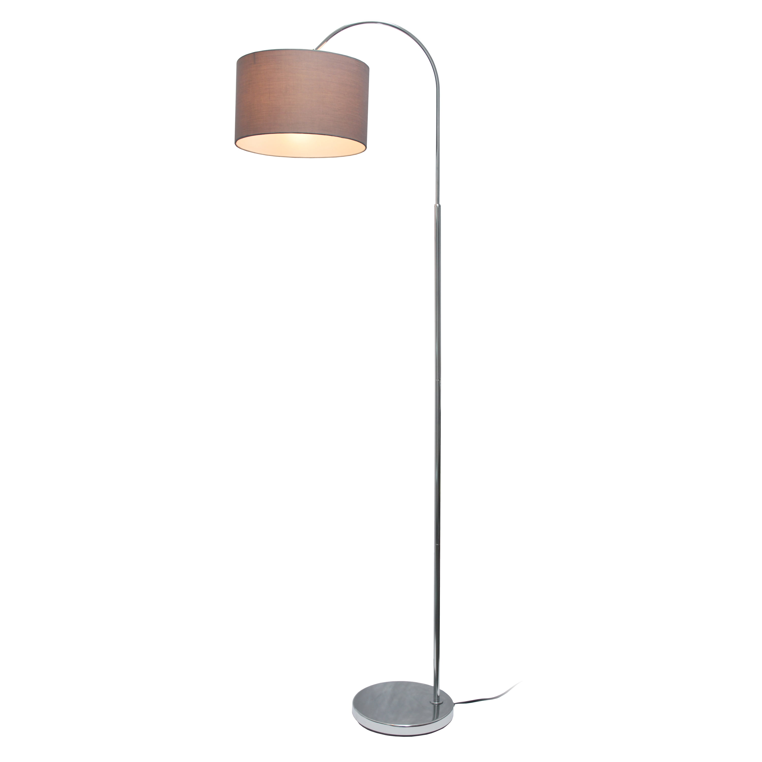 Creekwood Home 66" Modern Arched Brushed Nickel Floor Lamp, Gray Shade