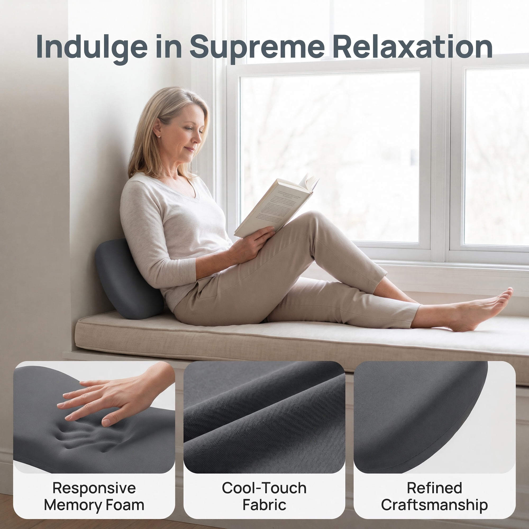 Unique Bargains Lumbar Support Pillow Back Support Dark Gray 15.7" x 8.7" x 2.4"