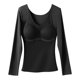 thumbnail image 1 of Blusa térmica de poliéster para mujer, otoño-invierno, color liso, de terciopelo acanalado, muy elástica, con sujetador incorporado y mangas largas., 1 of 5