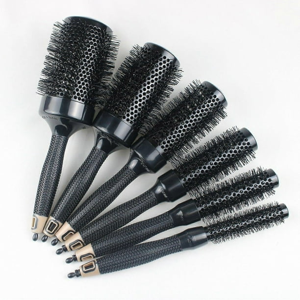 All Black Ceramic Aluminum Tube Heat Conductive Fluffy Hair Styling Curling Comb Rubber Handle Hair Roll Comb New