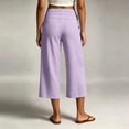 thumbnail image 2 of Textilo Women's Capris Elastic High Waisted Wide Leg Cropped Trousers with Pockets Drawstring Pant Flowy 2026 Trendy Summer Beach Comfy Outfits,Light Purple M, 2 of 5