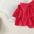 thumbnail image 4 of CAUYDY Baby Girl Summer Clothing Set for Toddler Ruffle Sleeve Romper & Cute Print Skirt & Headband 3PCS Outfits for Newborn Infant Girls 0 3 6 9 12 Months (Sizes 6-12 Months,H3-Red), 4 of 8
