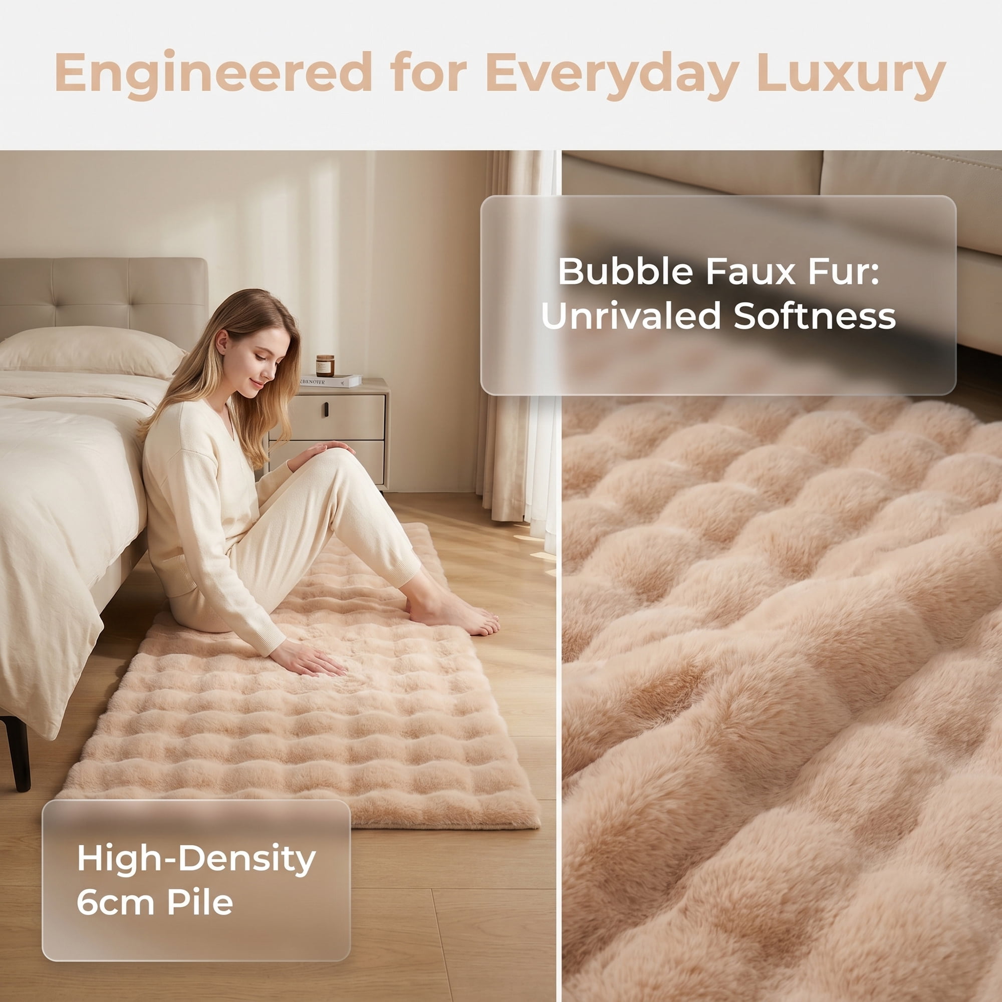 Unique Bargains Geometric Absorbent Shaggy Area Rug Non-Slip Plush Carpet 32" x 20" Khaki