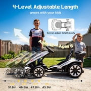 Wisairt 24V 10Ah Kids Electric Go Kart Drift Car, 360° Drift Ride on Toy with 800W Motors, 7.5 MPH, Adjustable Length, LED Lights, Drift Racing Kart for Big Kids 6-12 Years Old, 135 LBS, White