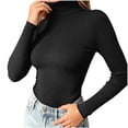 thumbnail image 5 of Wenini Women's Solid Color Turtleneck Ribbed Knit Sweater Slim Long Sleeve Pullover Top Trendy Base Layer Top, 5 of 7