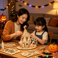thumbnail image 3 of KRONDO Halloween House DIY 3D Wooden Puzzle Model, Spooky House Building Kit for Adults & Teens, Holiday Craft Decor Gift, 3 of 7