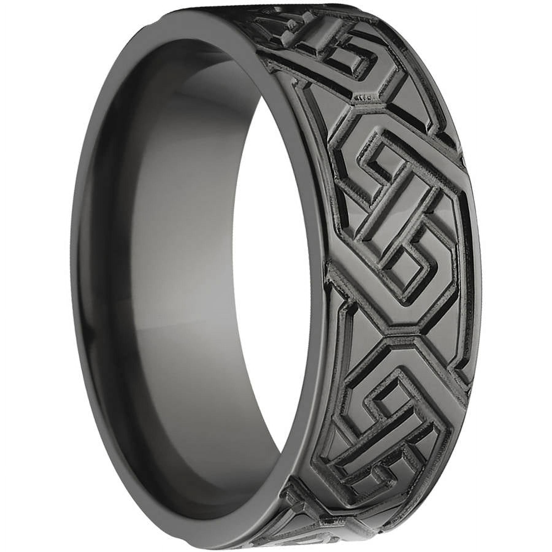 8mm Flat Black Zirconium Ring with a Milled Celtic Design