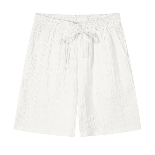 pstuiky Pantalones cortos para hombre, Pantalones cortos casuales y modernos de verano para hombre con cintura elástica y cordón de color sólido Pantalones cortos de entrenamiento