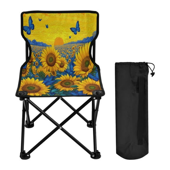 Folding Chair Camping Chair For Camping Picnicking Outdoor Beach and Travel Sunflowers in The Field