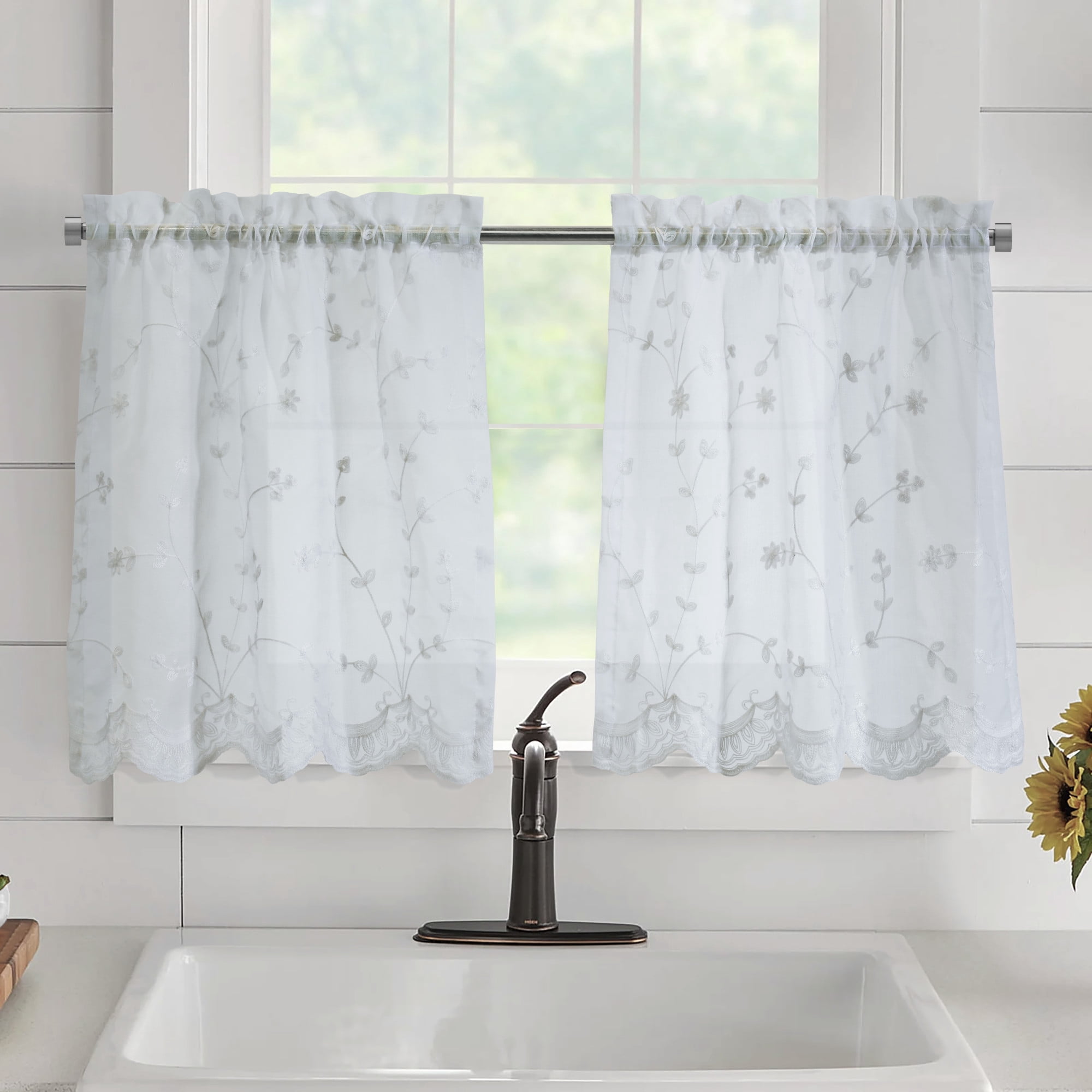 Loft Living Garcia Sheer Rod Pocket Curtain Tiers 52 x 24 in White
