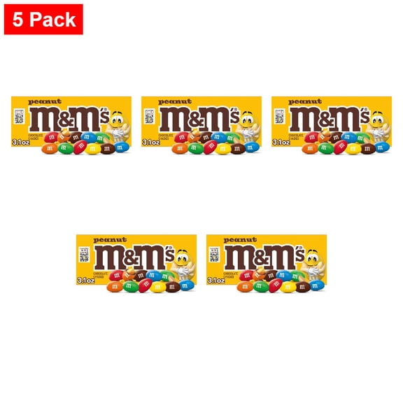 M&MS Peanut Milk Chocolate Candy Theater Box 3.1 oz - 5 Pack