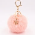 thumbnail image 6 of Dress Choice Fluffy Pompoms Keychain Faux Fur Pompoms Keychain Artificial Fur Ball Keychain Faux Rabbit Fur Pompoms with Snowflake Car Bag Charm Puff Ball Keyring, 6 of 8