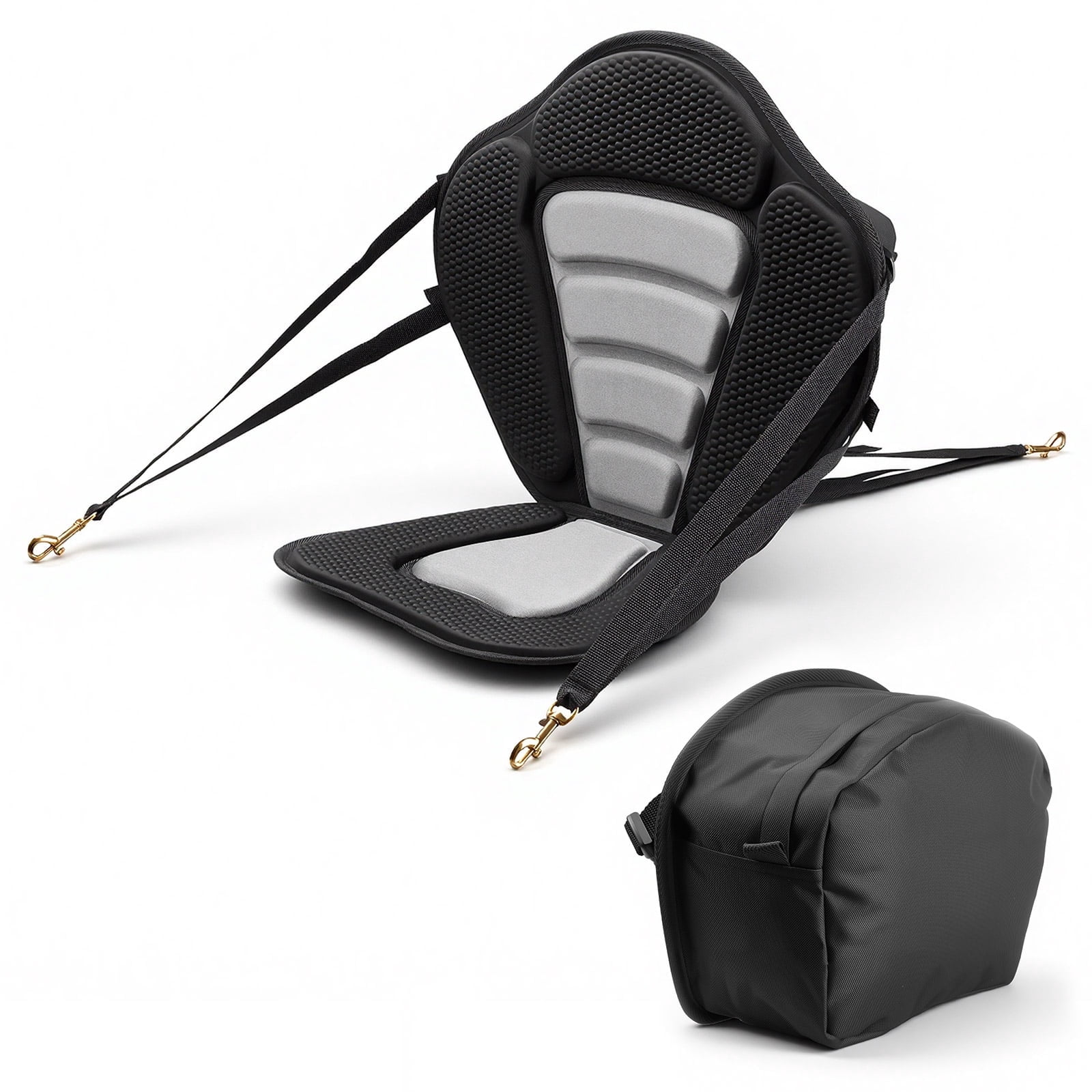 KFFKFF Universal Kayak Seat with Back Support, 0.5" Thick Padded Cushion, Adjustable Straps, and Storage Bag for Paddle Boards, Canoes, Fishing Boats, and Inflatable Kayaks