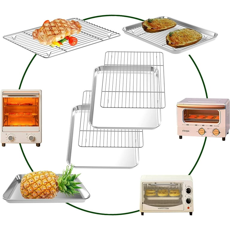 Stainless Steel Baking Tray Cooling Rack Set Grid Baking Tray Wire Rack  Square Tray Removable Kitchen Tool 