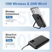 Portable Charger, Magnetic Power Bank with 20W Fast Charging, 10000mAh Battery Pack with Foldable Stand and LED Display, Mag-Safe Charger for iPhone 17 16 15 14 13 12, Black
