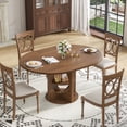 thumbnail image 6 of Fsbecl Extendable Wooden Round Dining Table for 4-6, 43.3"-59" Modern Oval Kitchen Table with Storage, Walnut, 6 of 10