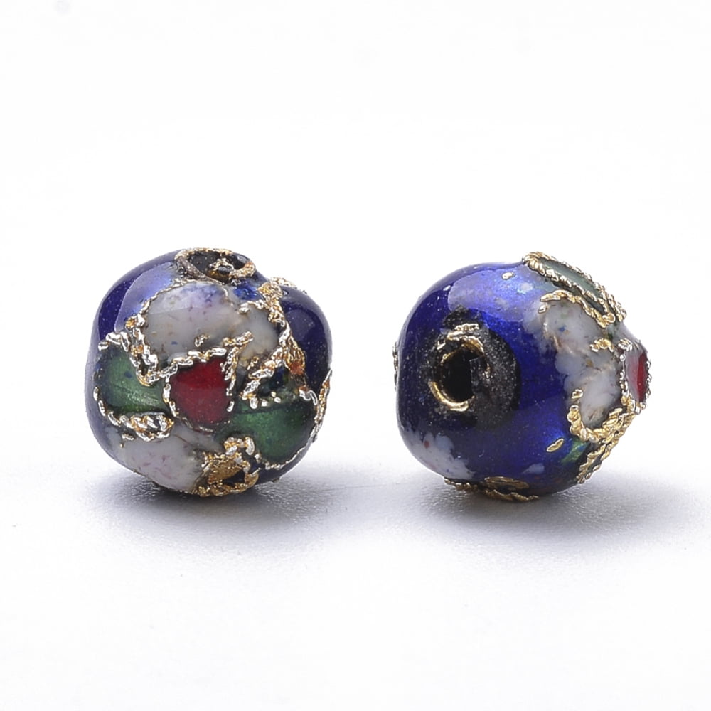 20pc Handmade Cloisonne Beads Round Mixed Color Round 8mm hole: about 2mm