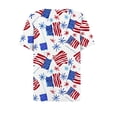thumbnail image 5 of Itsame 4th of July Shirts Women Independence Day Short T-Shirt Sleeve American Flags Printed Short Sleeve Top, V-Neck White, 5 of 5