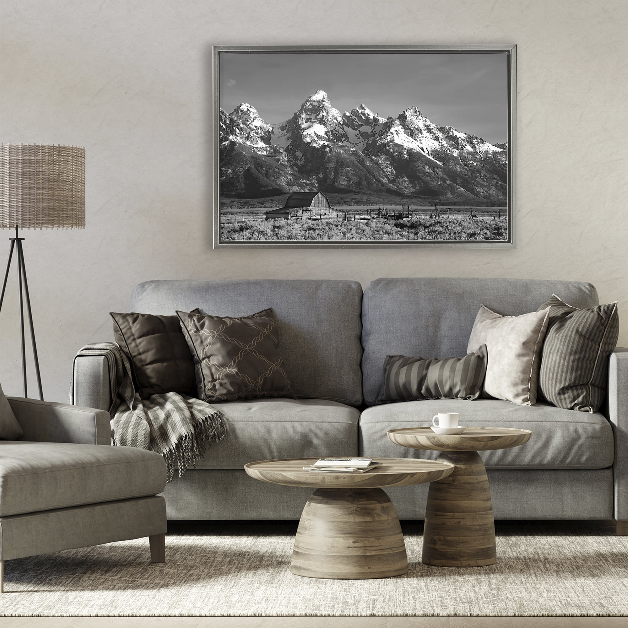 Stupell Industries John Moulton Barn Landscape Gray Framed Floater Canvas Wall Art, design by Steve Toole