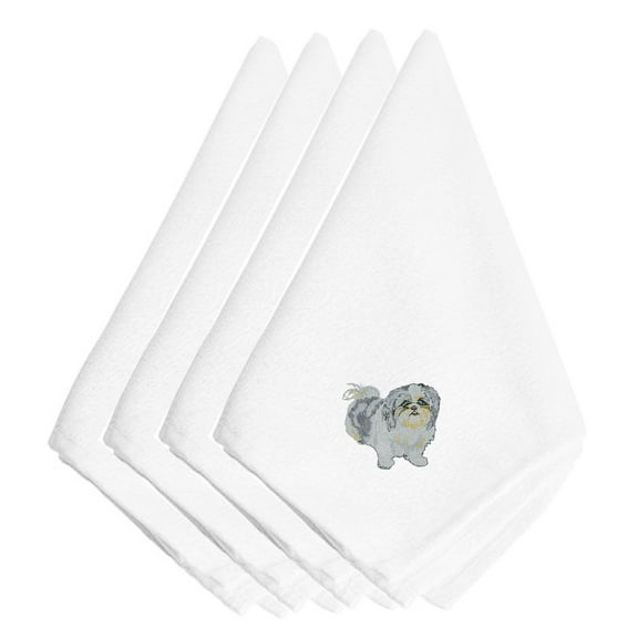 Carolines Treasures EMBT1746NPKE Shih Tzu Embroidered Napkins (Set of 4), 20", Multicolor