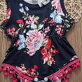 thumbnail image 4 of Kiapeise Baby Girl Floral Romper Sleeveless Pompom Tassel Jumpsuit +Headband, 4 of 6