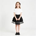 thumbnail image 4 of Girls Tiered Skirt Lace Trim Tutu Skirt Polka Dot Mesh Layered Party Skirt for Kids, Black, Sizes 9-10Y, 4 of 6