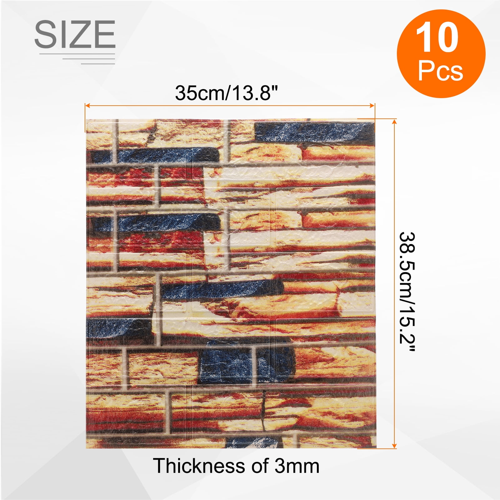 Uxcell 10pcs 3D Wall Panels Peel and Stick, Waterproof Wall Panel Backsplash, 13.8"x15.2" Brick Design Wallpaper XPE Shower Tiles for Bathroom, Kitchen, Living, Yellow and Black