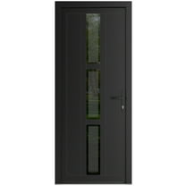 Front Exterior Prehung Metal-Plastic Door Frosted Glass | Manux 8112 Matte Black | Office Commercial and Residential Doors Entrance Patio Garage W36x80 Left-hand