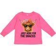 thumbnail image 3 of Inktastic Cute Highland Cow Just Here for the Snacks Boys or Girls Long Sleeve Toddler T-Shirt, 3 of 5