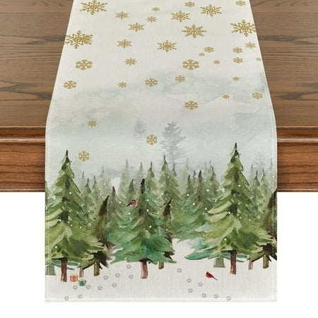 

Artoid Mode Xmas Trees Cardinals Snowflakes Gifts Christmas Table Runner Seasonal Kitchen Dining Ta