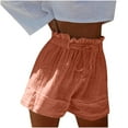 thumbnail image 2 of FNFYFH Walmart Weekend Deals Womens Cotton Linen Shorts Drawstring Elastic High Waisted Shorts Summer Loose Fit Comfy Solid Color Short Pants Fashion 2025,Gray S-XXL, 2 of 7