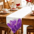 thumbnail image 2 of Table Runners 36 Inches Long, Purple Gold Cotton Linen Kitchen Dining Coffee Table Runner for Party Home Decor, Abstract Flower Ombre Aesthetics Paint Tabletop Dresser Scarves Runner 13x36 Inch, 2 of 9