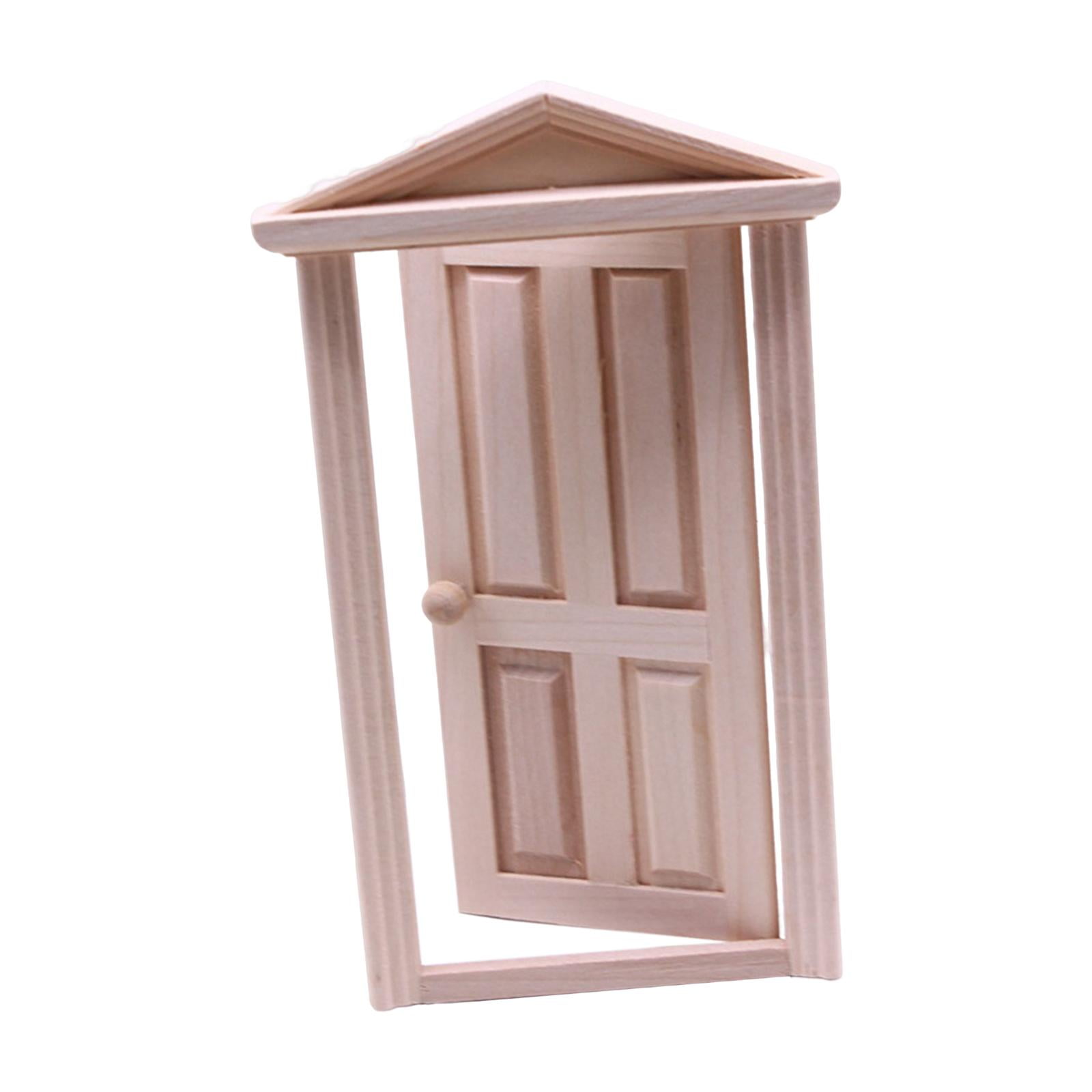 Unpainted Dollhouse Wood Door Doll Scene Front Door Props Toys
