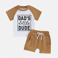 thumbnail image 2 of Kaprioy Baby Boy Outfits Toddler Baby Boy Summer Clothes Letter DAD'S little DUDE Print Shorts Set 0 6 12 18 24 Months 2T 3T 4T Outfits Baby Boys Summer Outfit Top Shorts 2 Piece Clothes Set, 2 of 4