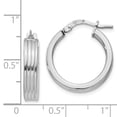 thumbnail image 2 of 925 Sterling Silver Rhodium-plated Grooved Hoop Earrings, 2 of 5
